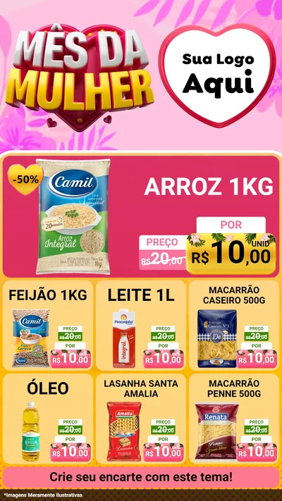 Modelo de Rede Social para Stories com o tema Mês da Mulher para Supermercado