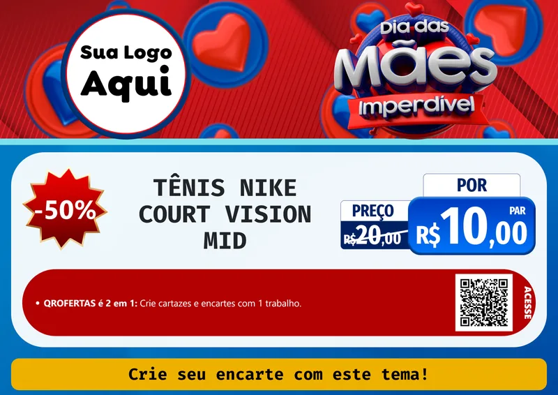 Modelo de Cartaz para Cartaz A4 Horizontal com o tema Dia Das Mães Imperdível para Calçados