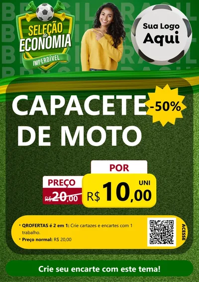 Modelo de Cartaz para Cartaz A4 Vertical com o tema Seleção de Economia - Copa para Moto peças