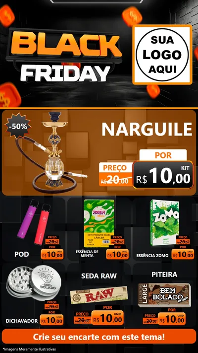 Modelo de Rede Social para Stories com o tema Black Friday para Tabacaria