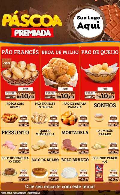 Modelo de Encarte para Encarte Grande com o tema Páscoa Premiada para Padaria