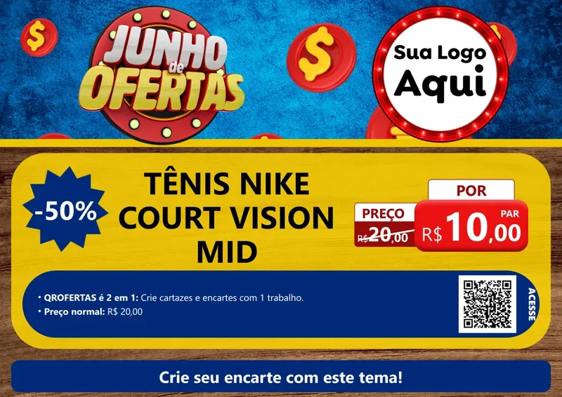 Modelo de Cartaz para Cartaz A4 Horizontal com o tema Junho de Ofertas para Calçados