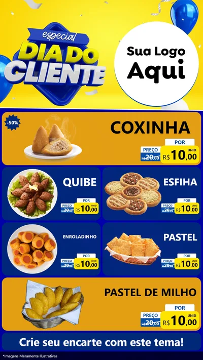 Modelo de TV para TV Vertical com o tema Especial Dia do Cliente para Salgadaria