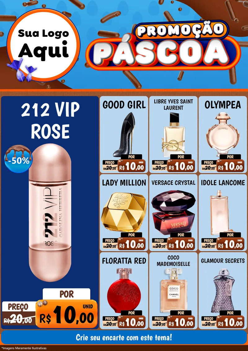 Modelo de Encarte para Encarte A4 Vertical com o tema Promoção Páscoa para Perfumes