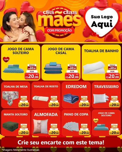 Modelo de Rede Social para Feed Instagram com o tema Dia das Mães com Promoção para Cama, Mesa e Banho