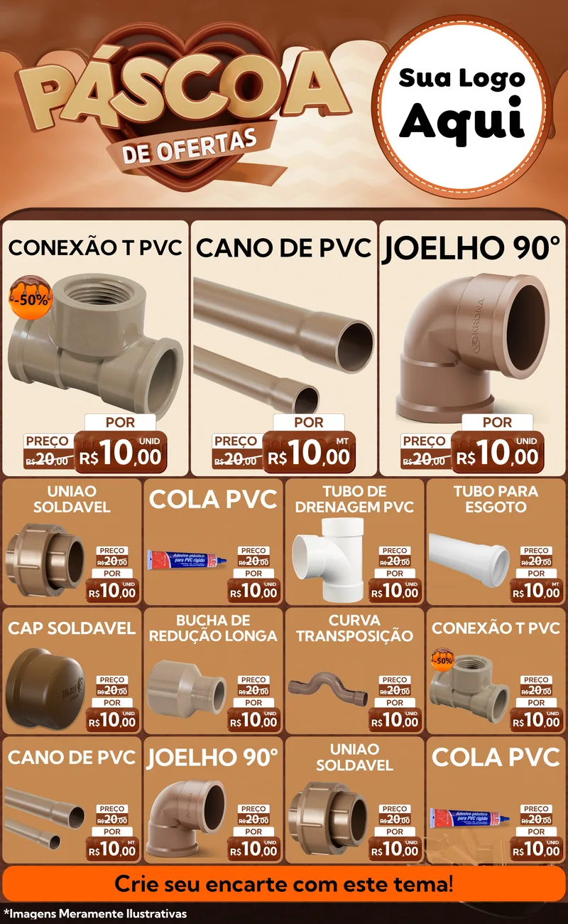 Modelo de Encarte para Encarte Grande com o tema Páscoa de Ofertas para Tubos e conexões