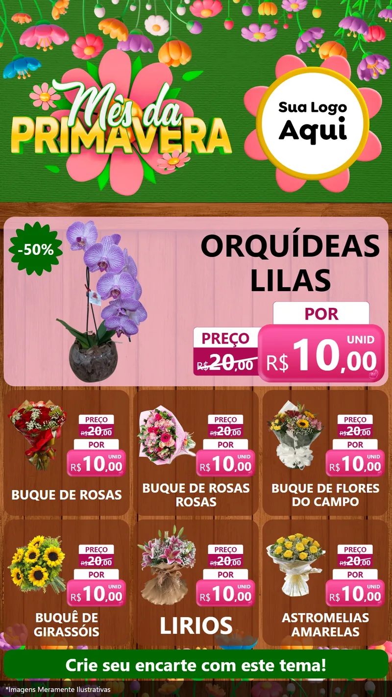 Modelo de Rede Social para Stories com o tema Mês da Primavera para Floricultura e jardim