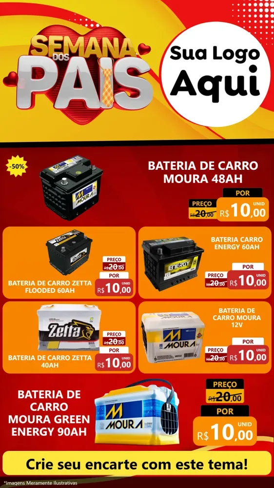 Modelo de TV para TV Vertical com o tema Semana Dos Pais para Baterias Elétricas