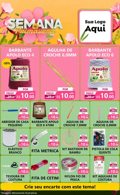 Modelo de Encarte para Encarte Grande com o tema Semana da Primavera para Armarinho e Aviamentos