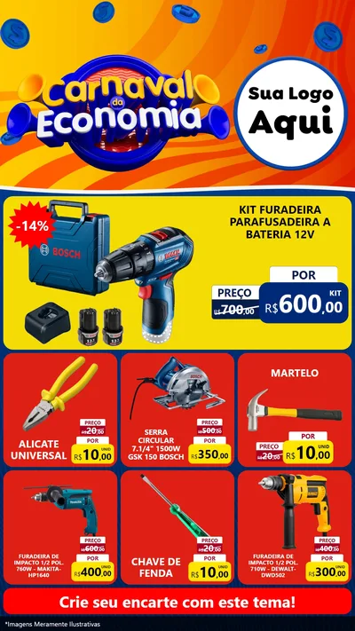 Modelo de Rede Social para Stories com o tema Carnaval da Economia para Maquinas e Ferramentas