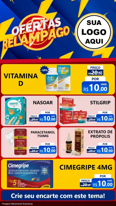 Modelo de TV para TV Vertical com o tema Ofertas Relâmpago para Farmácia