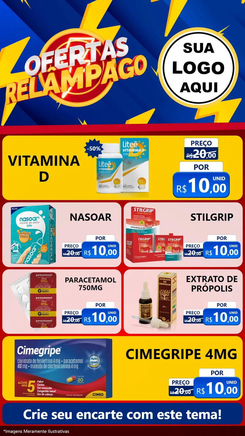 Modelo de TV para TV Vertical com o tema Ofertas Relâmpago para Farmácia