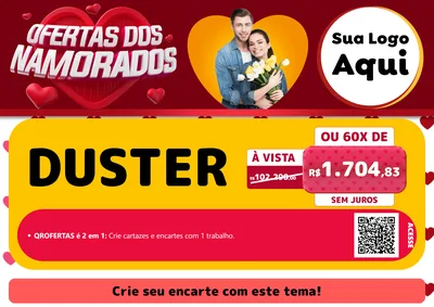Modelo de Cartaz para Cartaz A4 Horizontal com o tema Ofertas Dos Namorados para Concessionaria de Carros