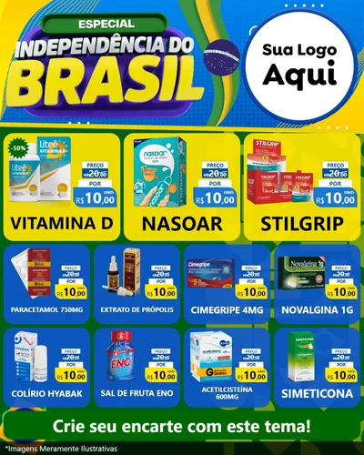 Modelo de Rede Social para Feed Instagram com o tema Especial Independência do Brasil para Farmácia