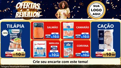 Modelo de TV para TV Horizontal com o tema Ofertas de Réveillon para Peixaria