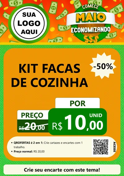 Modelo de Cartaz para Cartaz A4 Vertical com o tema Comece Maio Economizando para Utilidades Domésticas