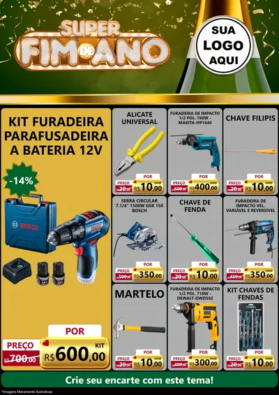 Modelo de Encarte para Encarte A4 Vertical com o tema Super Fim de Ano para Maquinas e Ferramentas