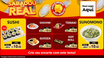 Modelo de TV para TV Horizontal com o tema Sabadou do Real para Comida japonesa
