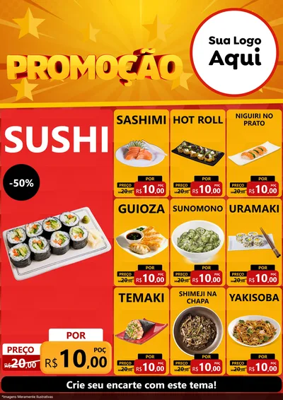 Modelo de Encarte para Encarte A4 Vertical com o tema Promoção para Comida japonesa