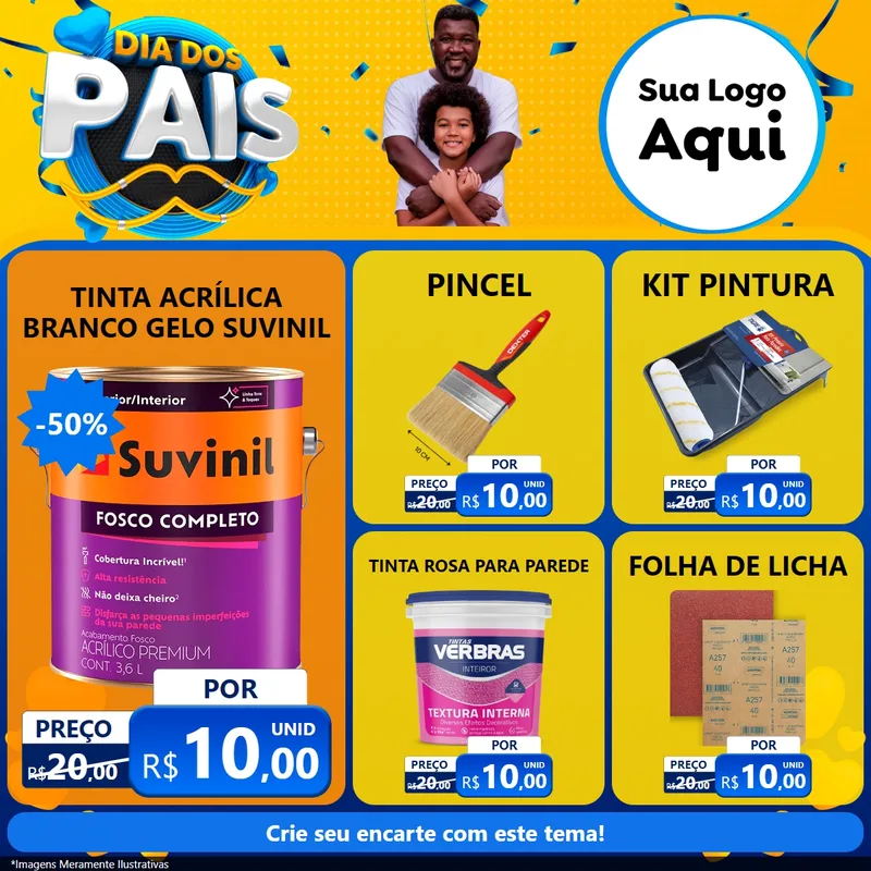 Modelo de Rede Social para Feed Facebook com o tema Dia dos Pais para Tintas e Ferramentas