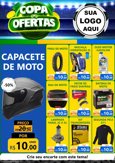 Modelo de Encarte para Encarte A4 Vertical com o tema Copa de Ofertas para Moto peças