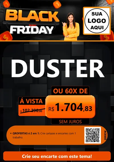 Modelo de Cartaz para Cartaz A4 Vertical com o tema Black Friday para Concessionaria de Carros