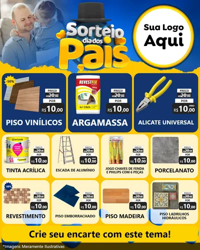 Modelo de Rede Social para Feed Instagram com o tema Sorteio Dia Dos Pais para Material para Construção