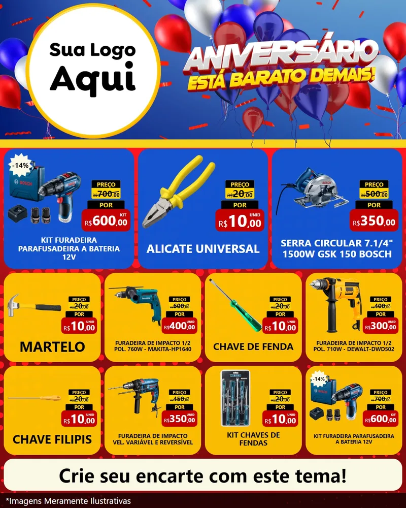 Modelo de Rede Social para Feed Instagram com o tema Aniversário para Maquinas e Ferramentas
