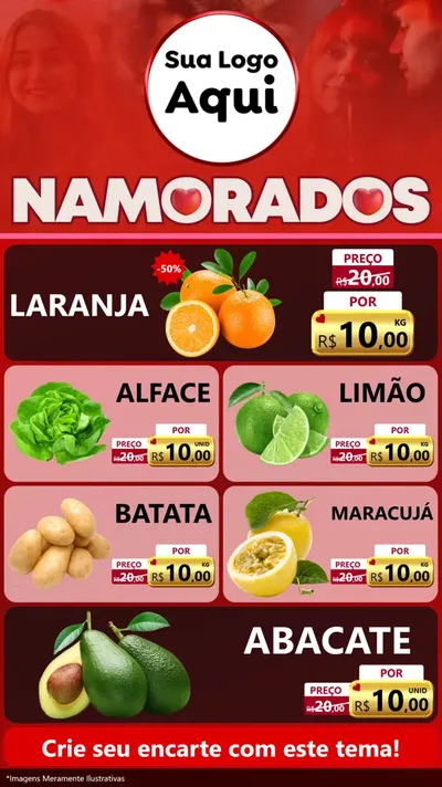 Modelo de TV para TV Vertical com o tema Dia dos Namorados para Hortifrúti