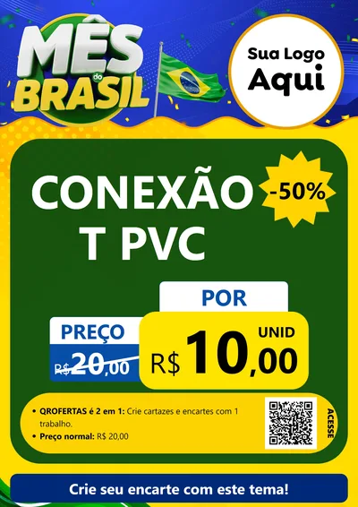 Modelo de Cartaz para Cartaz A4 Vertical com o tema Mês do Brasil para Tubos e conexões