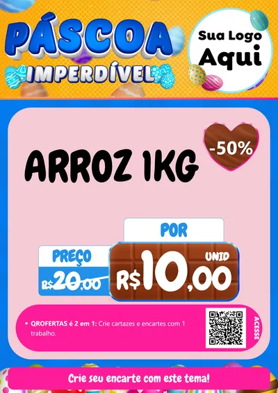 Modelo de Cartaz para Cartaz A4 Vertical com o tema Páscoa Imperdível para Supermercado