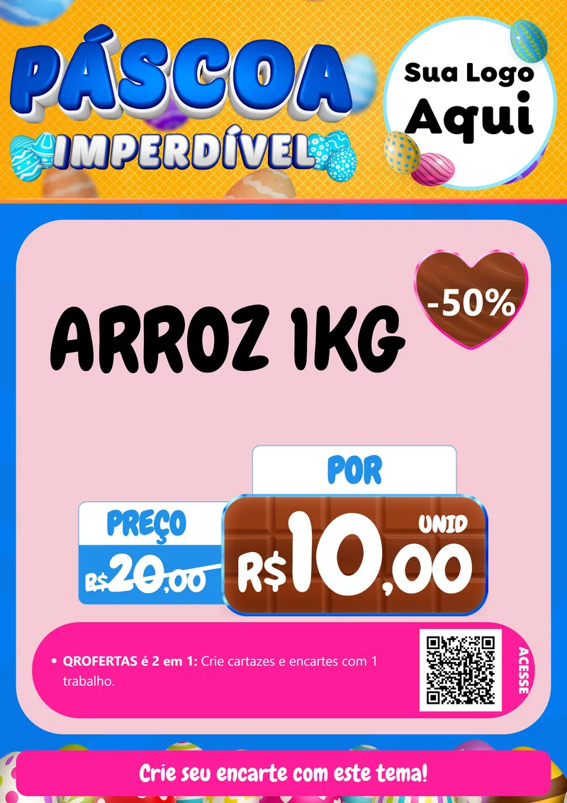 Modelo de Cartaz para Cartaz A4 Vertical com o tema Páscoa Imperdível para Supermercado