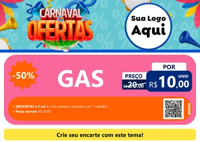Modelo de Cartaz para Cartaz A4 Horizontal com o tema Carnaval de Ofertas para Água e gás