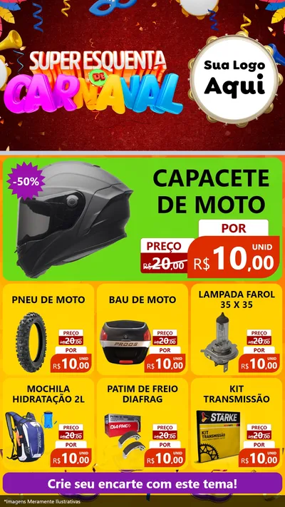 Modelo de Rede Social para Stories com o tema Super Esquenta de Carnaval para Moto peças
