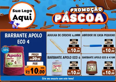 Modelo de Encarte para Encarte A4 Horizontal com o tema Promoção Páscoa para Armarinho e Aviamentos