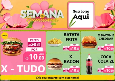 Modelo de Encarte para Encarte A4 Horizontal com o tema Semana da Primavera para Hamburgueria