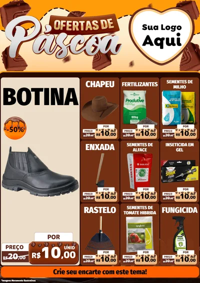 Modelo de Encarte para Encarte A4 Vertical com o tema Ofertas de Páscoa para Agropecuária