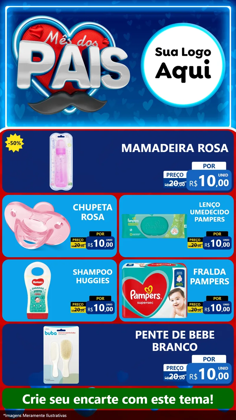Modelo de TV para TV Vertical com o tema Mês Dos Pais para Bebês