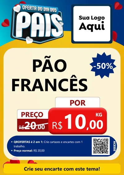 Modelo de Cartaz para Cartaz A4 Vertical com o tema Oferta Do Dia Dos Pais para Padaria
