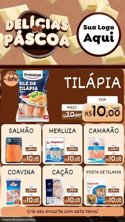 Modelo de Rede Social para Stories com o tema Delícias de Páscoa para Peixaria