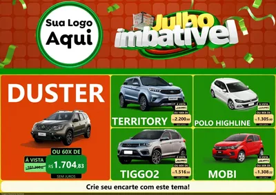Modelo de Encarte para Encarte A4 Horizontal com o tema Julho Imbatível para Concessionaria de Carros