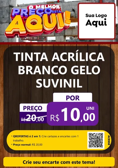 Modelo de Cartaz para Cartaz A4 Vertical com o tema O Melhor Preço Está Aqui - Construção para Tintas e Ferramentas