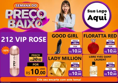 Modelo de Encarte para Encarte A4 Horizontal com o tema Semana do Preço Baixo para Perfumes