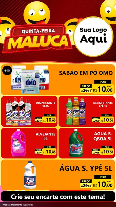 Modelo de TV para TV Vertical com o tema Quinta-feira Maluca para Produtos de Limpeza