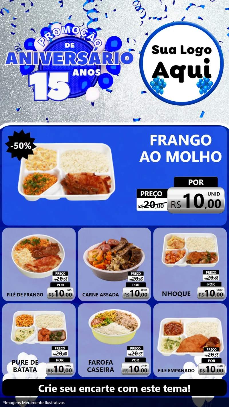 Modelo de Rede Social para Stories com o tema Promoção de Aniversário - 15 Anos para Restaurante
