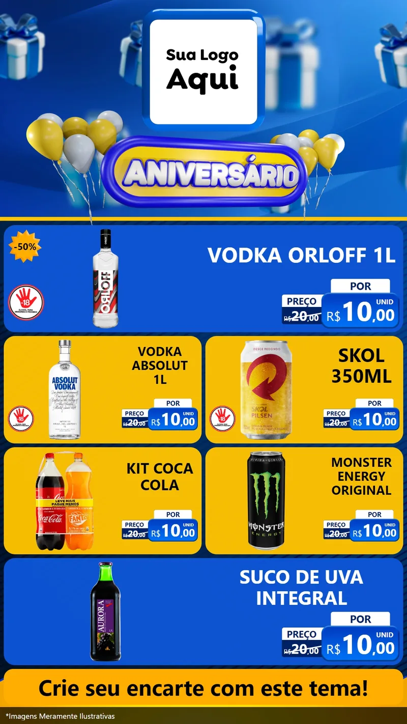 Modelo de TV para TV Vertical com o tema Aniversário para Distribuidora de bebidas