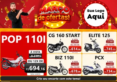Modelo de Encarte para Encarte A4 Horizontal com o tema Março de Ofertas! para Concessionaria de Motos