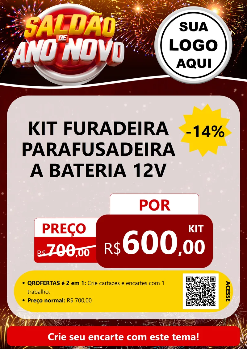 Modelo de Cartaz para Cartaz A4 Vertical com o tema Saldão de Ano Novo para Maquinas e Ferramentas