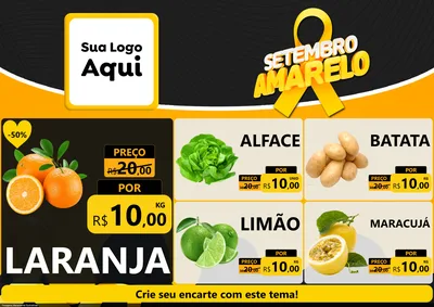 Modelo de Encarte para Encarte A4 Horizontal com o tema Setembro Amarelo para Hortifrúti