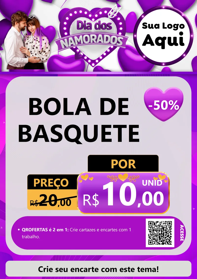 Modelo de Cartaz para Cartaz A4 Vertical com o tema Dia dos Namorados para Artigos Esportivos